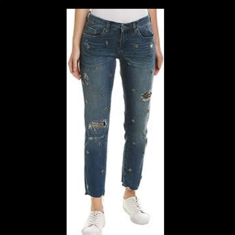 Women’s Distressed Embellished Blue Jeans